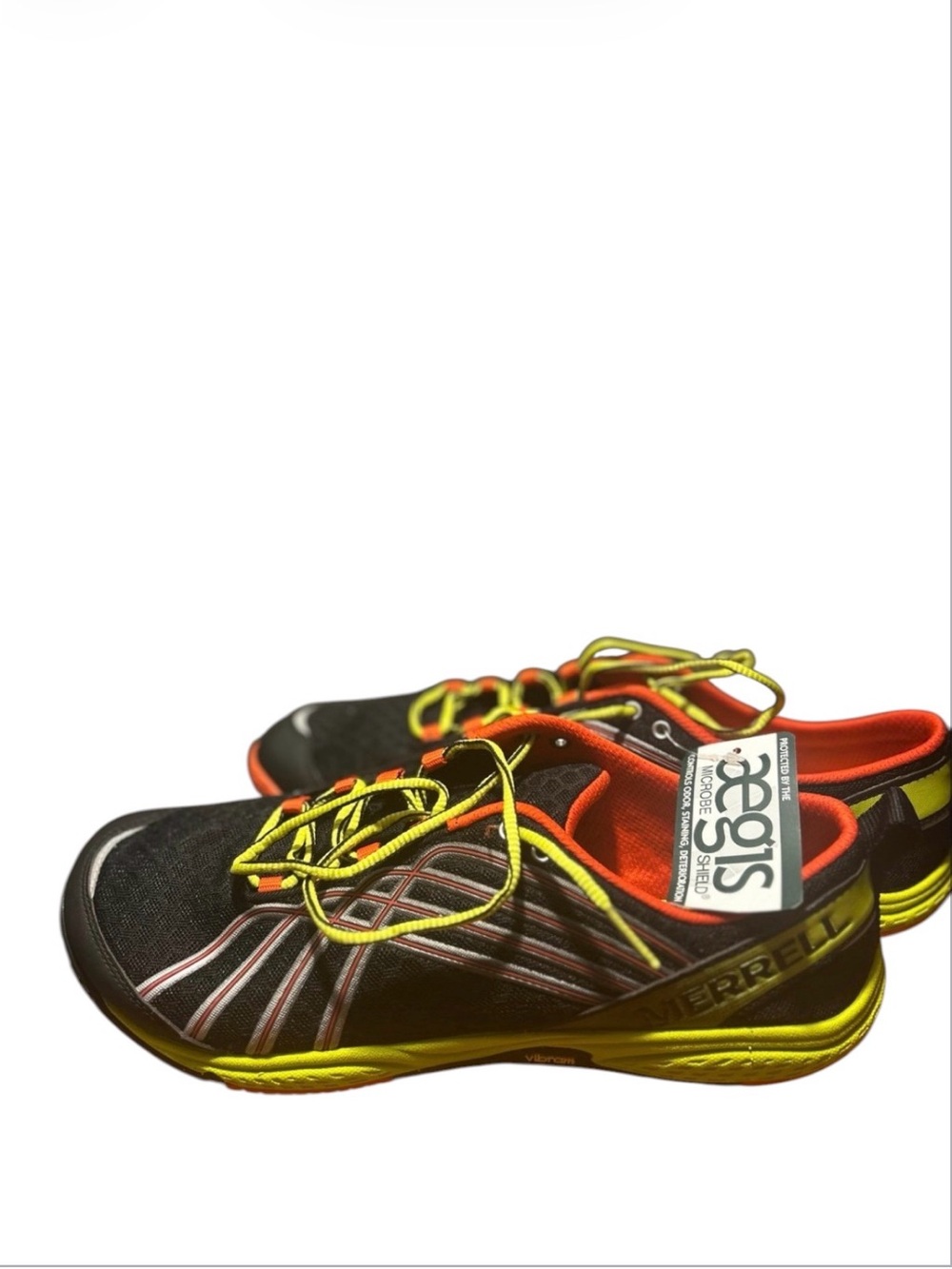 Merrell Barefoot Men's Lightweight Black Yellow Orange Mesh Running Sneakers
